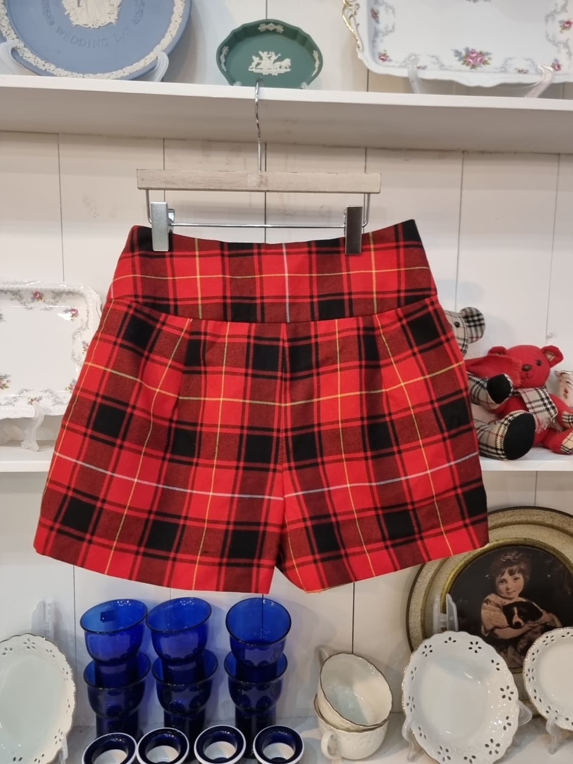 레드 타탄체크 하이웨이스트 팬츠 상품이미지5