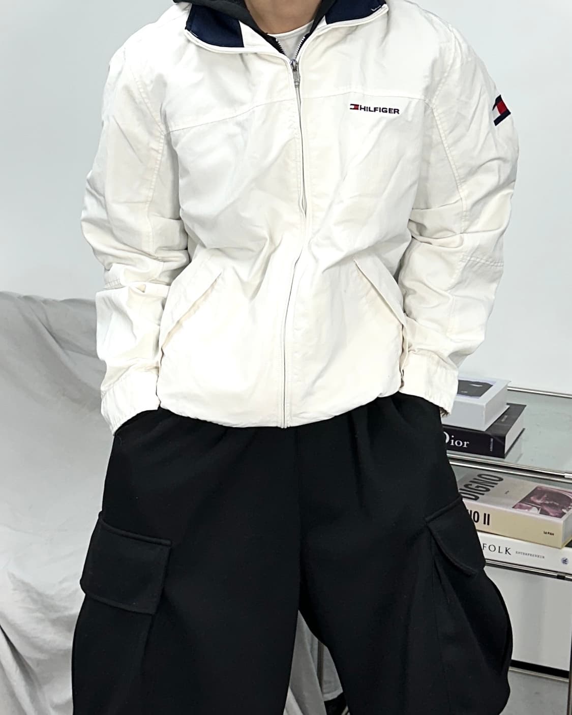 타미 힐피거 화이트 블루종 자켓 M 상품이미지1