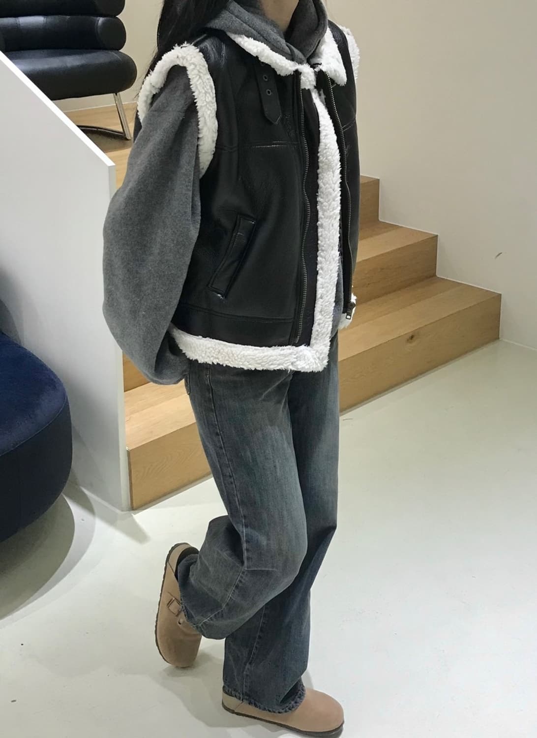 ARCOIRIS 코이 무스탕 조끼 레더 양털 베스트 자켓 판매 상품이미지1