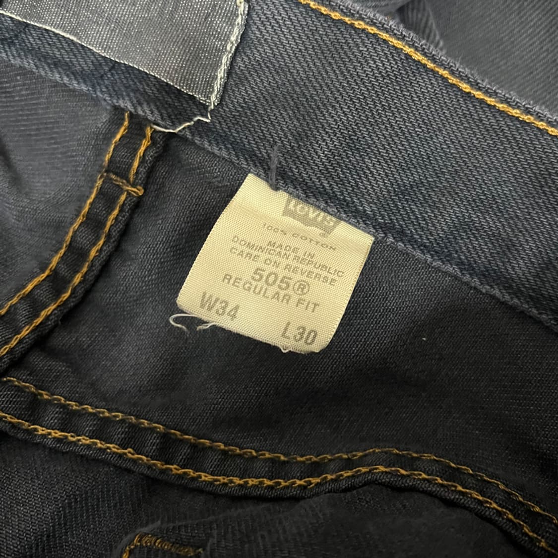 00s 리바이스 505 레귤러핏 블랭크탭 흑청 팬츠 32 상품이미지5