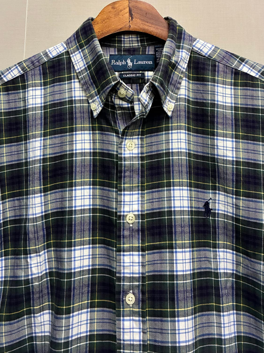 (M~L)POLO 폴로랄프로렌 클래식 그린 타탄체크 버튼다운 셔츠 상품이미지3