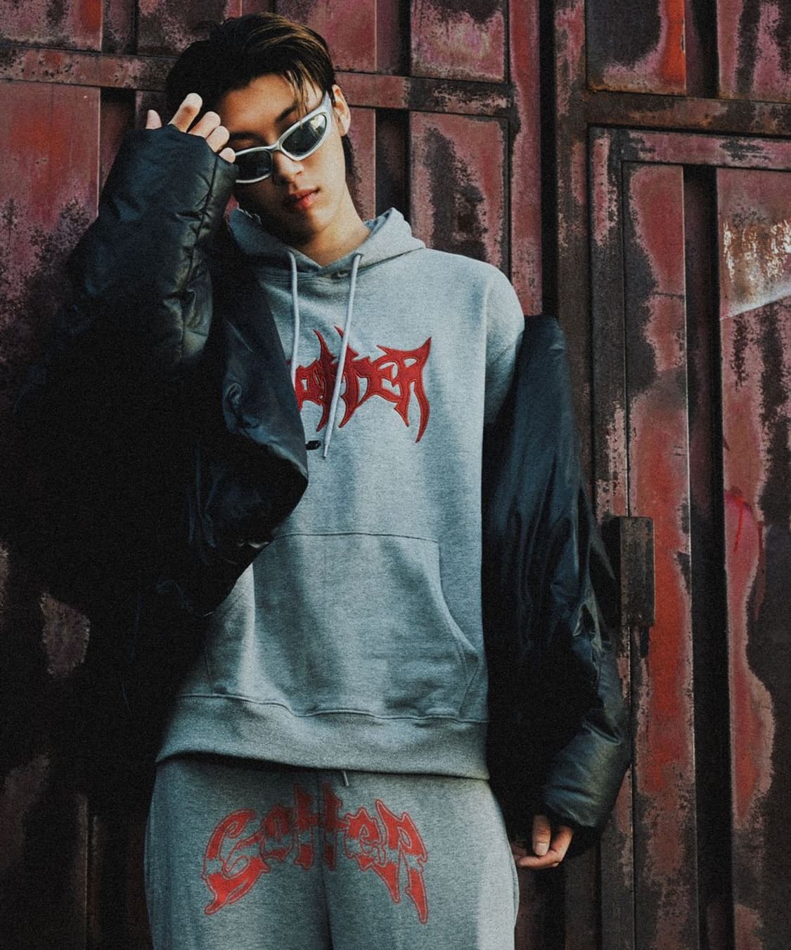 가터갤러리 빅 로고 후드 그레이 L 상품이미지3