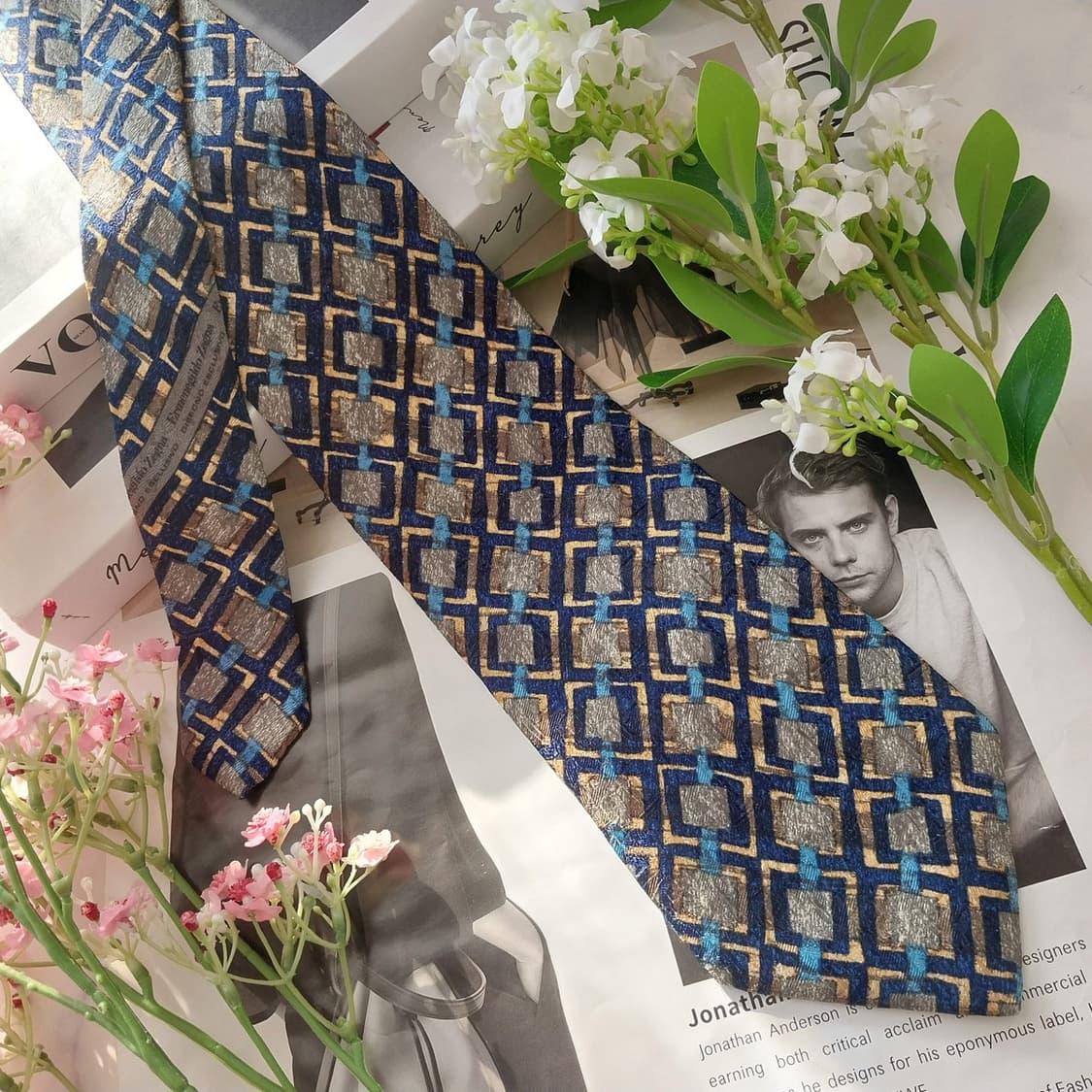 에르메네질도 제냐 실크 그레이 패턴 넥타이 9.9cm A+등급 K1818 상품이미지4