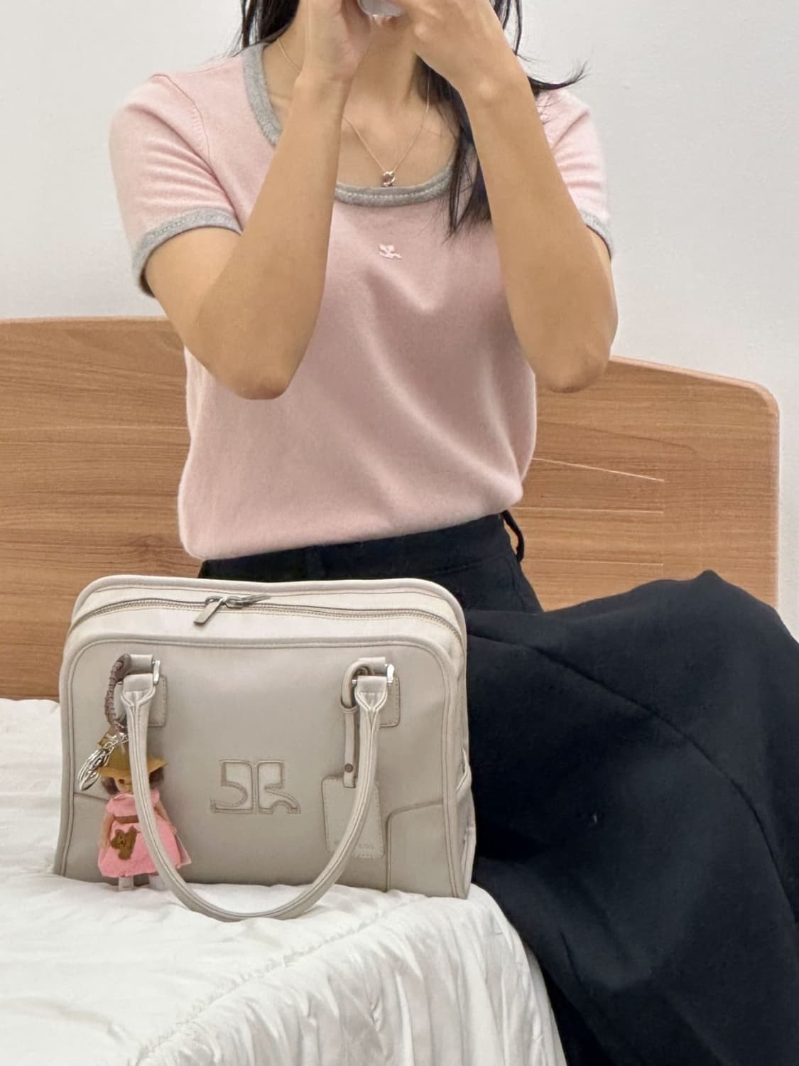 courreges / 꾸레쥬 핑크&그레이 울 캐시미어 니트   상품이미지8