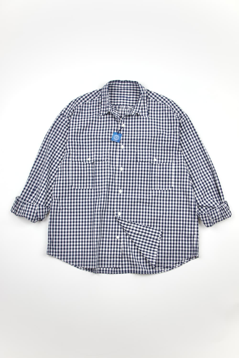 (새상품)Porter classic 롤업 깅엄 체크셔츠 네이비 상품이미지2