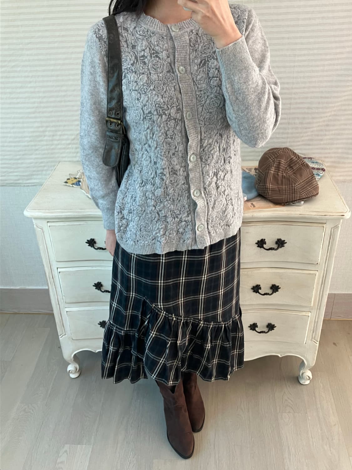 jpn vintage 멜란지 플라워 패턴 가디건 y2k 스트릿 갸루 펑키 상품이미지5