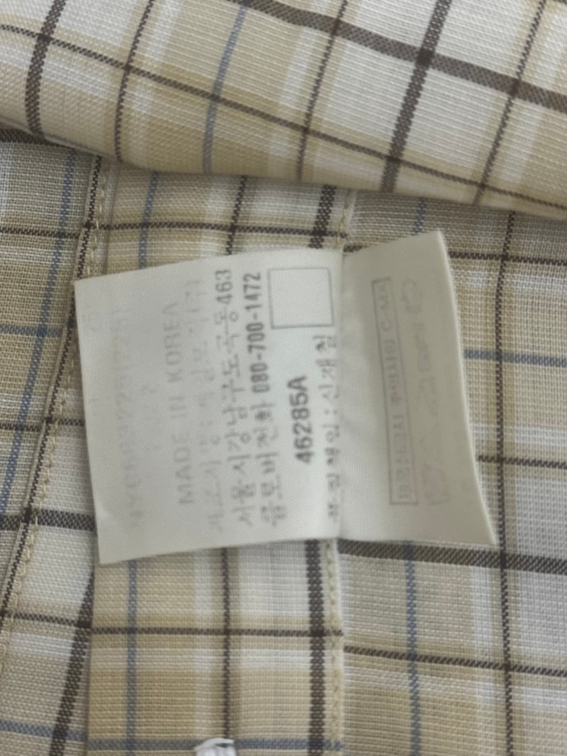 •YSL pour homme 베이지 린넨 체크 셔츠 상품이미지5
