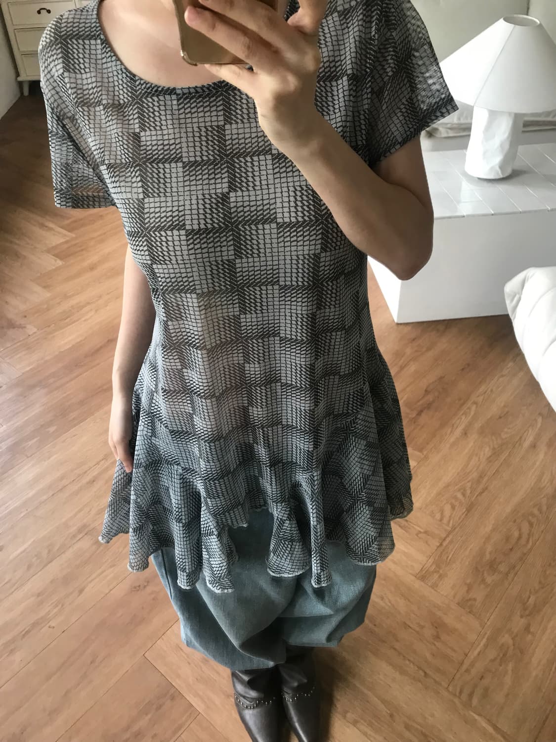 vintage pattern mesh top 상품이미지4