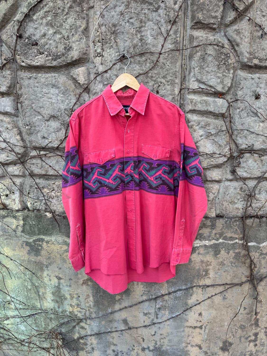 90s 랭글러 빈티지 브러쉬포퍼 아즈텍 웨스턴 셔츠  상품이미지1