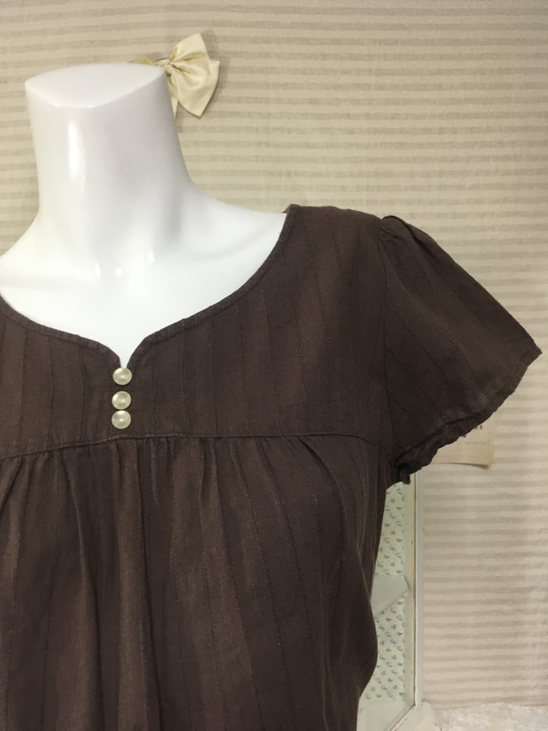 일본빈티지 브라운 모리 블라우스 상품이미지2