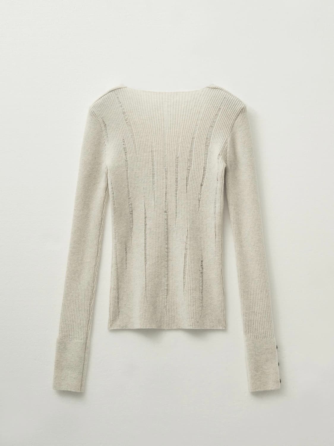 헬레네 파리스 - 데미지드 브이넥 리비드 니트(오트밀) 상품이미지2