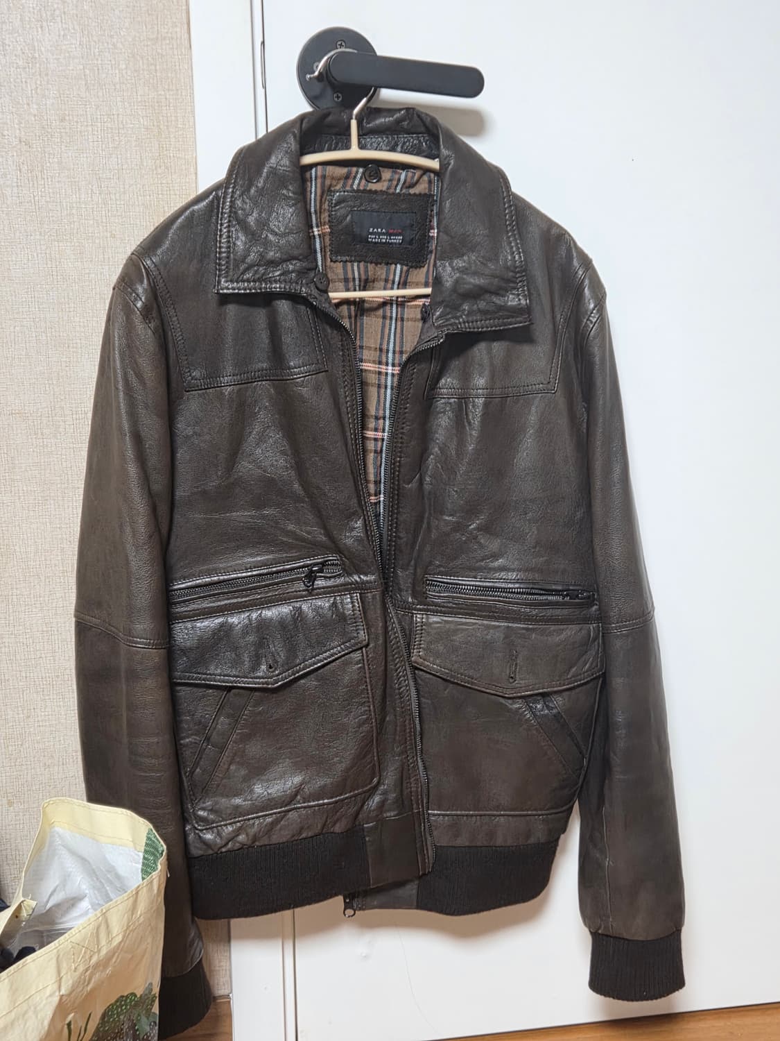 자라 염소가죽 리얼레더자켓 L 상품이미지1