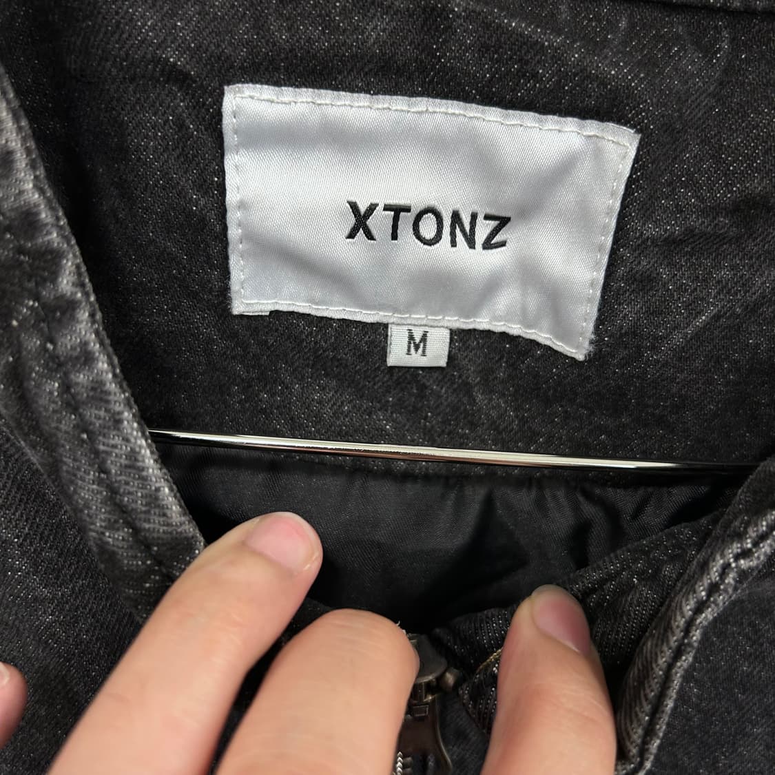 엑스톤즈 스냅 차이나카라 흑청 데님자켓 상품이미지3