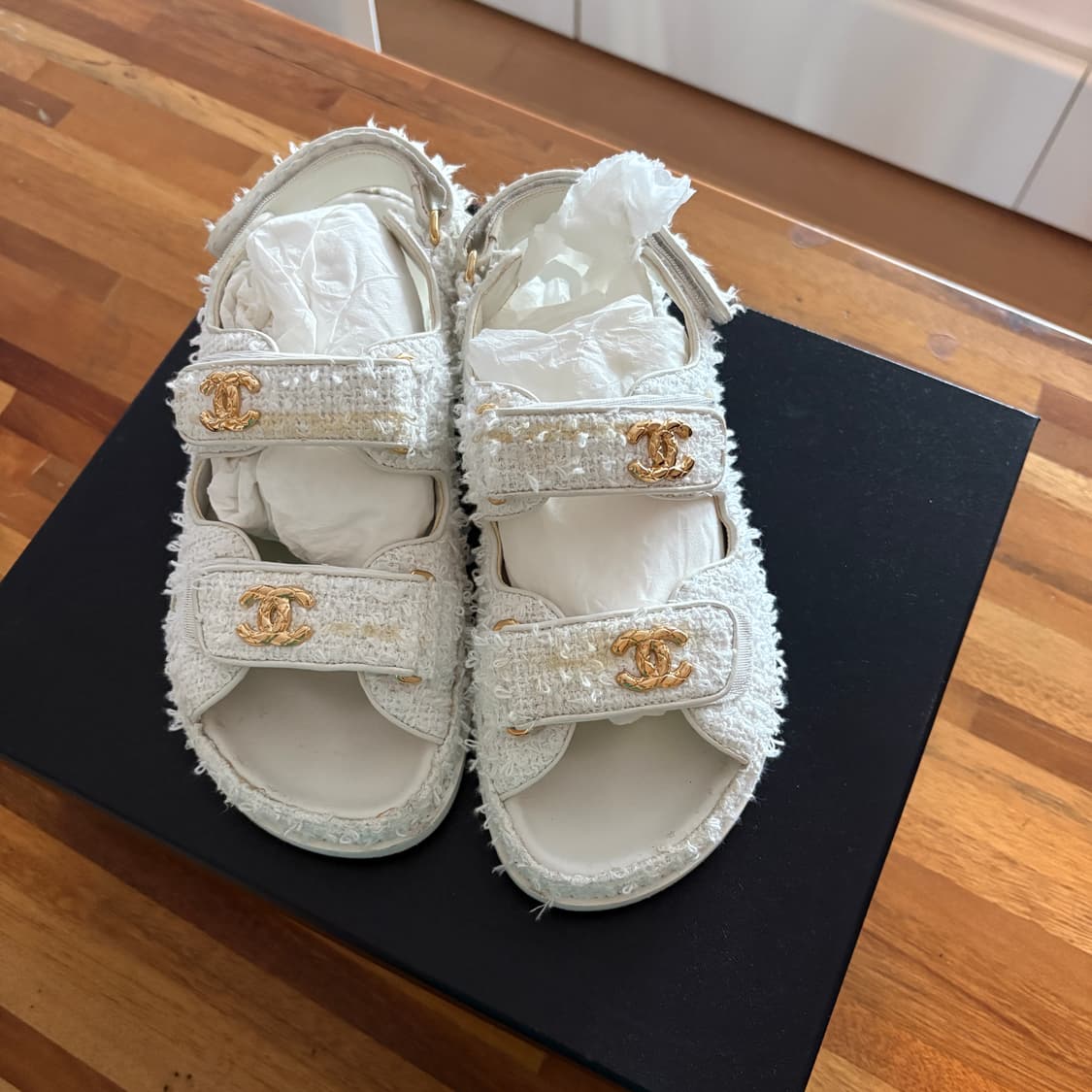 샤넬 트위드 벨크로 샌들 36 상품이미지1