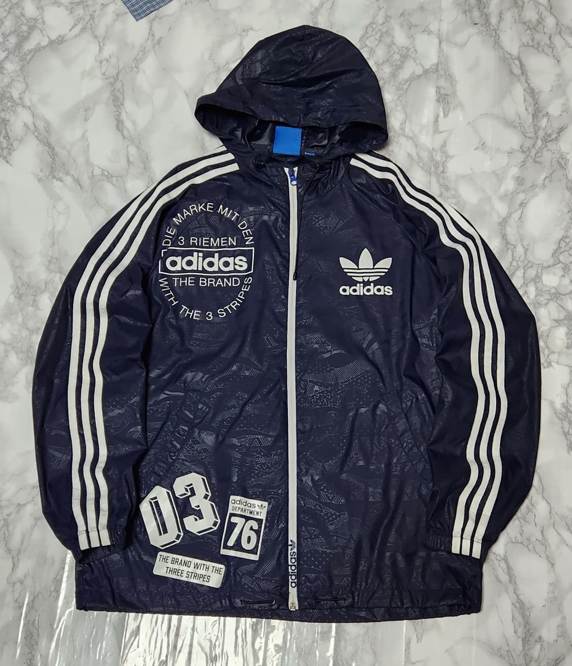 아디다스 삼선 빅로고 트레이닝 바람막이 후드 자켓
 상품이미지1