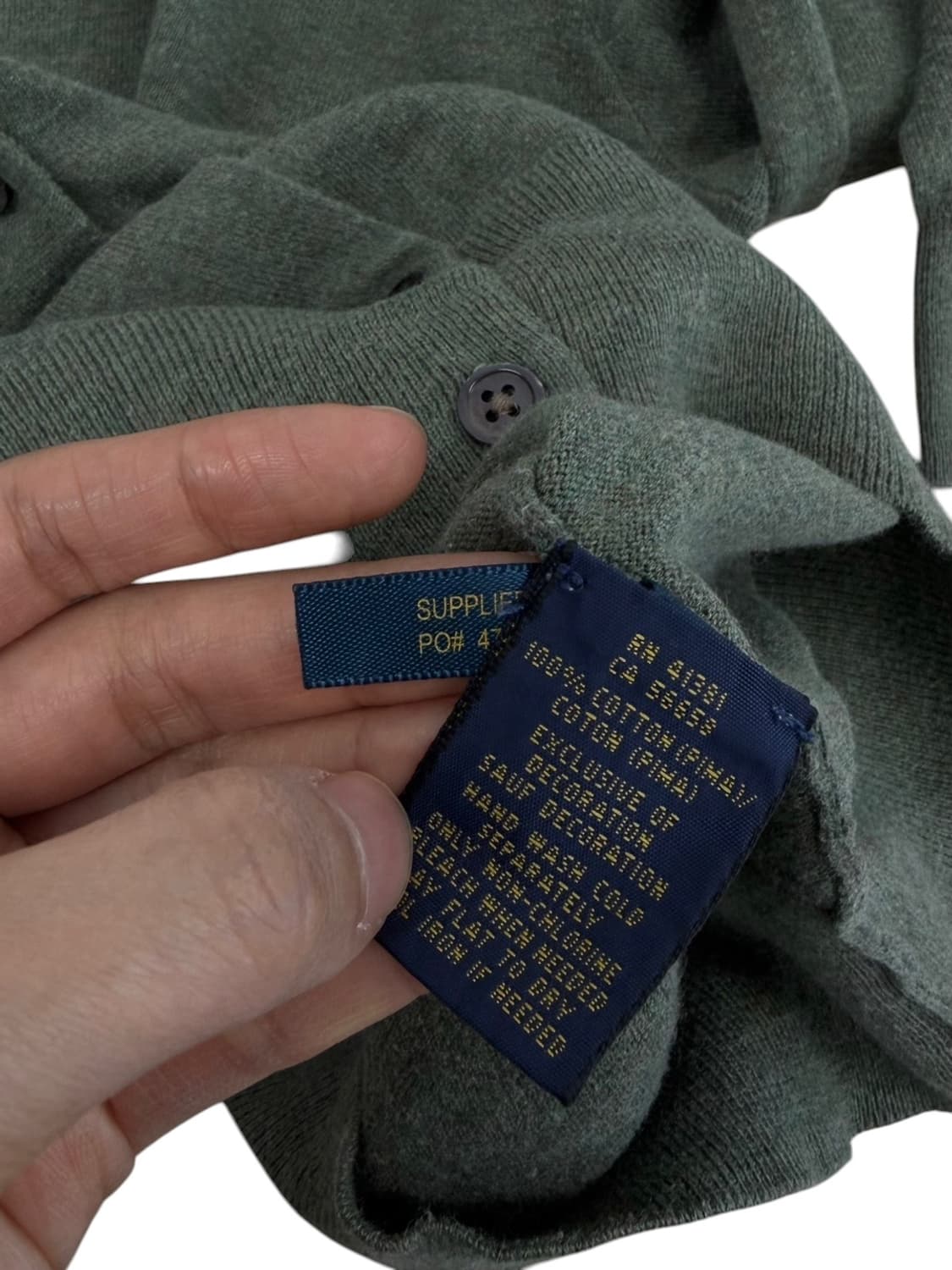 폴로 피마코튼 가디건 그린 (M) 상품이미지7