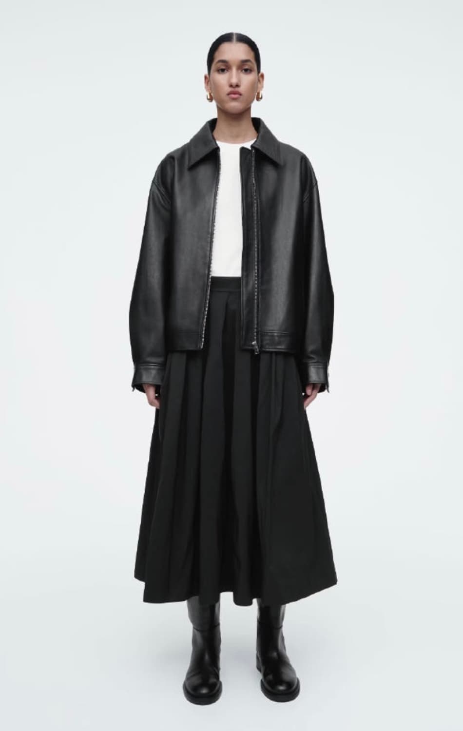 코스 플리티드 에이라인 미디 스커트 상품이미지1