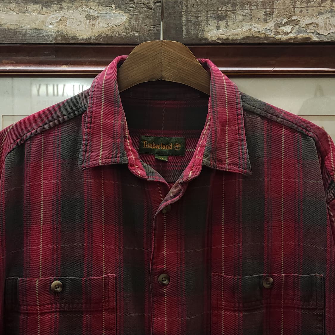 90s 팀버랜드 체크셔츠 플란넬 셔츠 헤비코튼 크롭셔츠 XL 상품이미지3