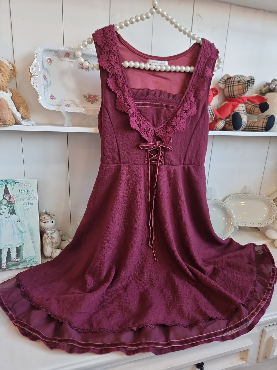 (axes femme, 액시즈팜) 초코베리 레이스 코르셋 원피스 상품이미지3