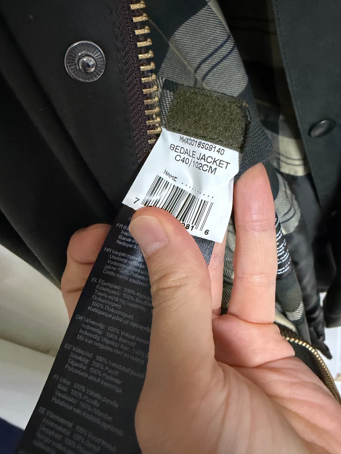 바버 비데일 세이지그린 c40 100-105 size 왁스자켓 상품이미지4