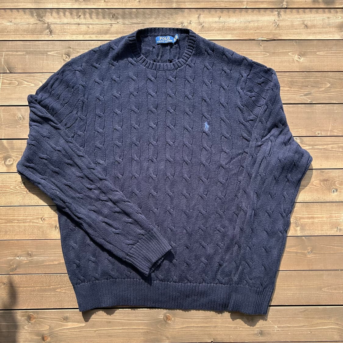 [2XL] 폴로 랄프로렌 포니 자수 케이블 니트 네이비 상품이미지1