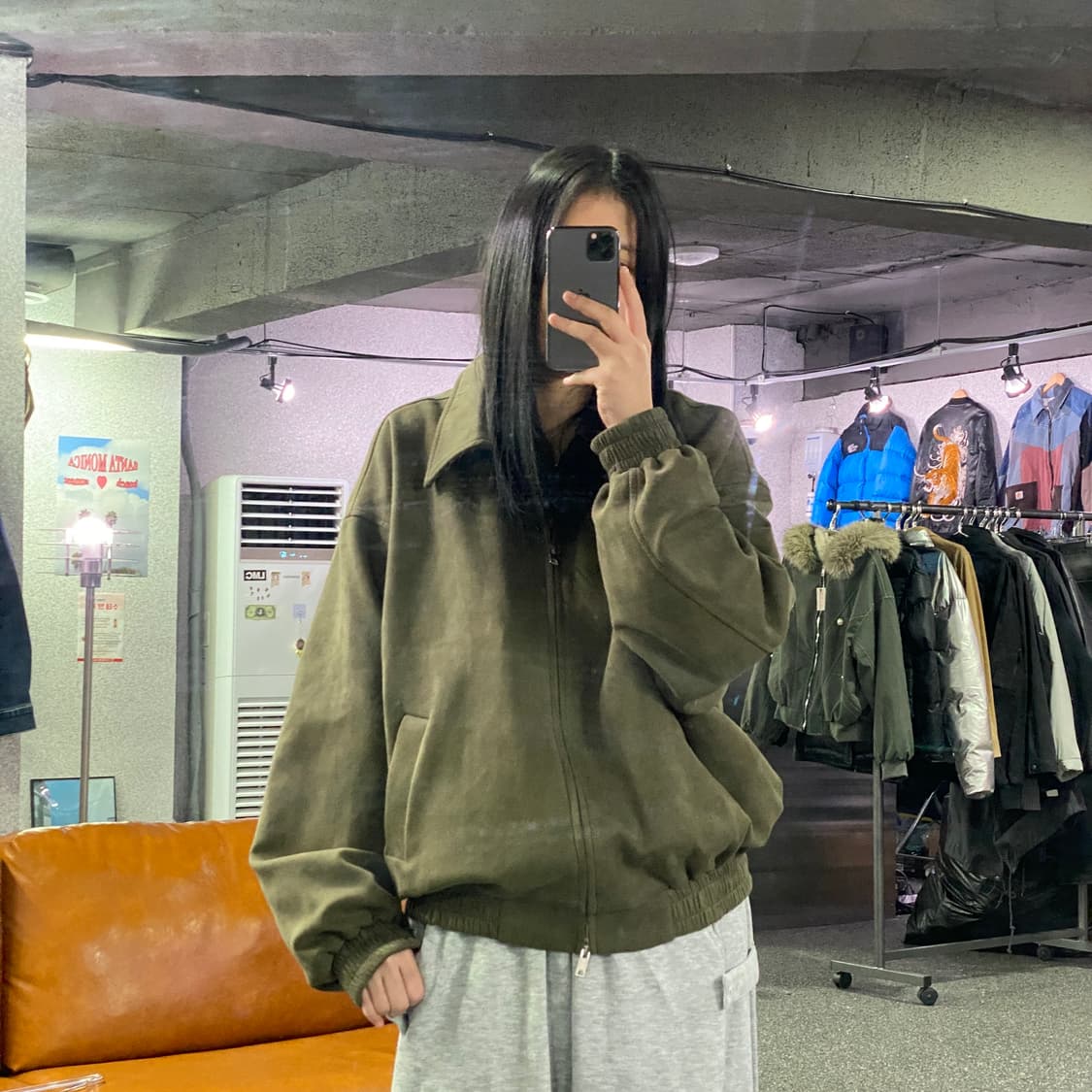 빈티지 카키 스웨이드 투웨이 블루종 자켓 B3927 상품이미지1