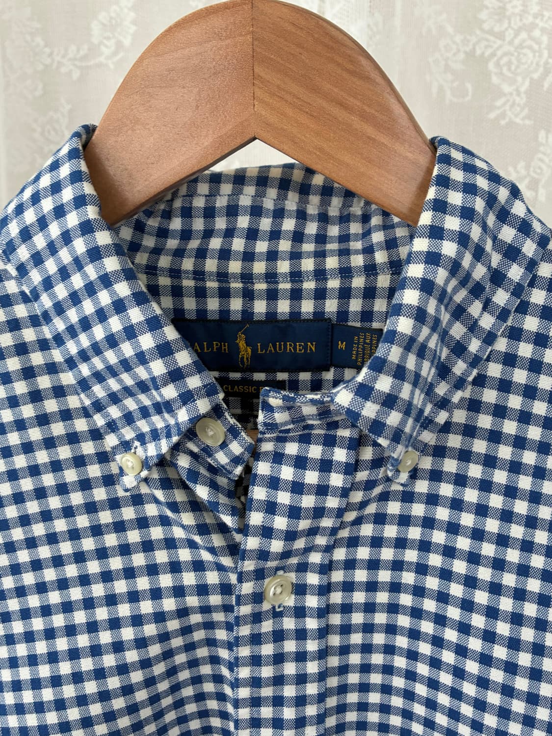M) 폴로 랄프로렌 클래식핏 깅엄 체크 셔츠 블루 상품이미지3