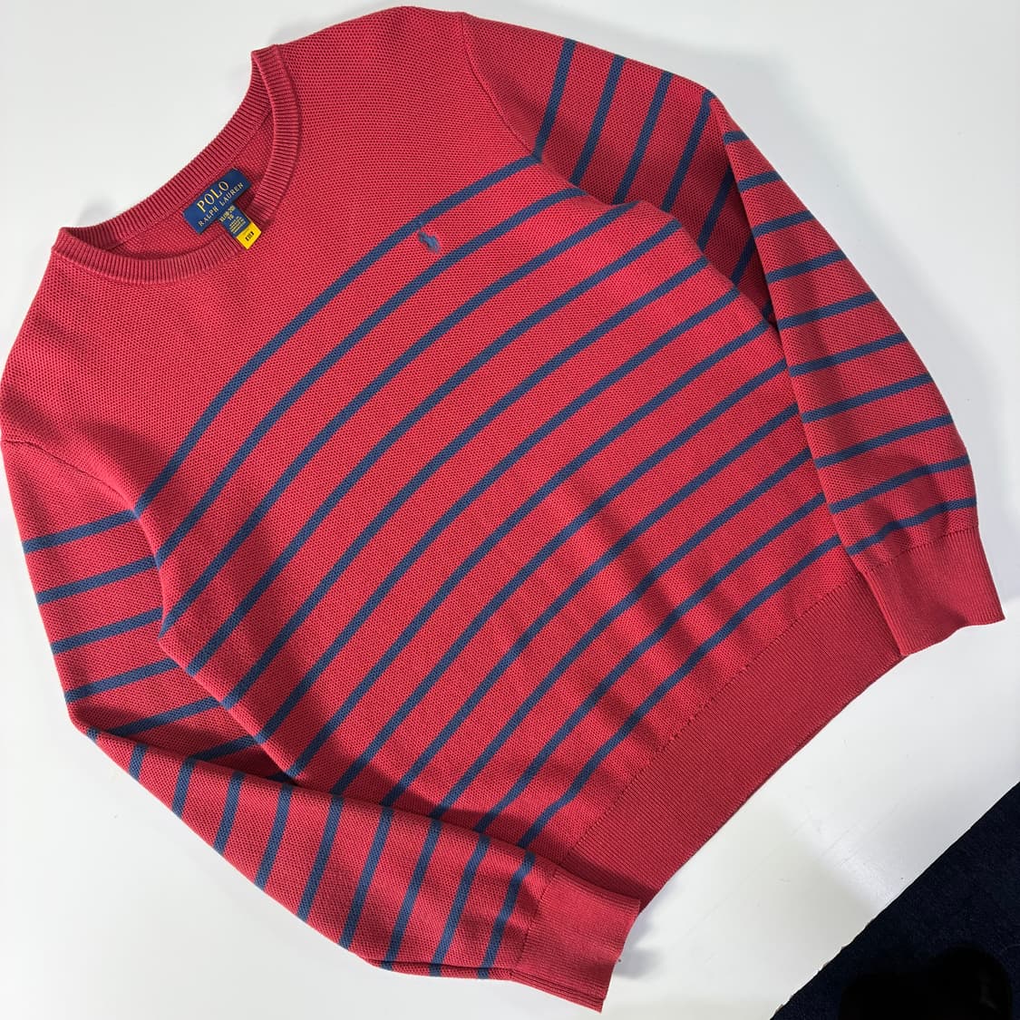 Polo  폴로 랄프로렌 자수 코튼 핑크 스트라이프 니트 상품이미지2