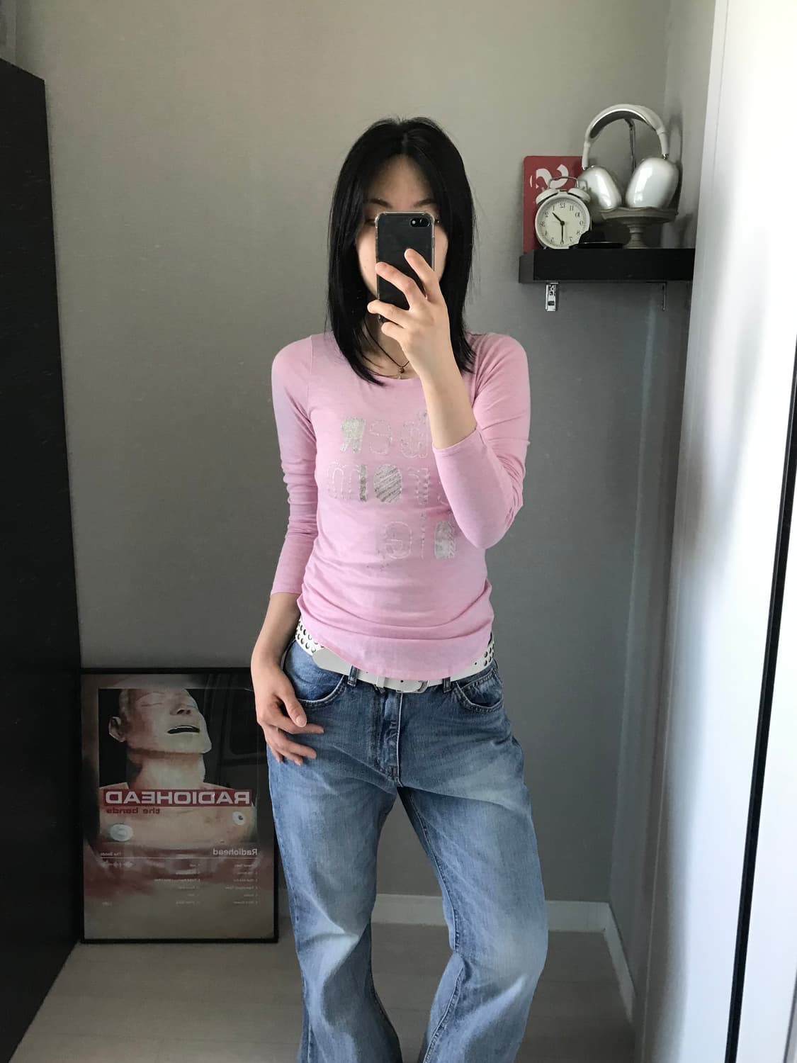 아베크롬비 중앙 프린팅 연핑크 긴팔티 상품이미지2