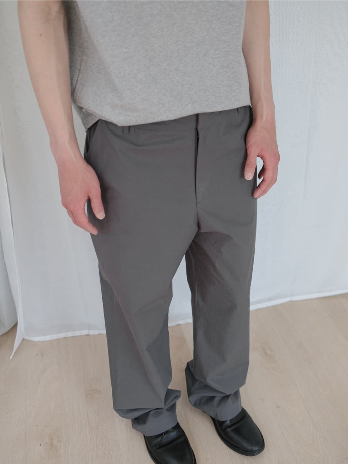 하프시코드 코튼 트라우저 그레이 상품이미지1