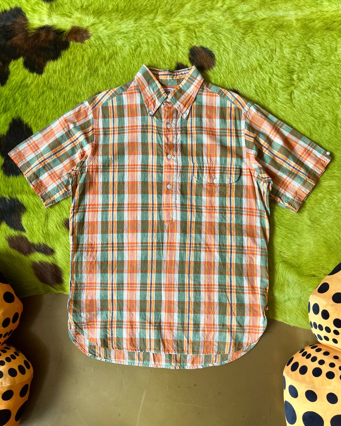 Old BEAMS Japan Half Button Check Shirt 상품이미지4