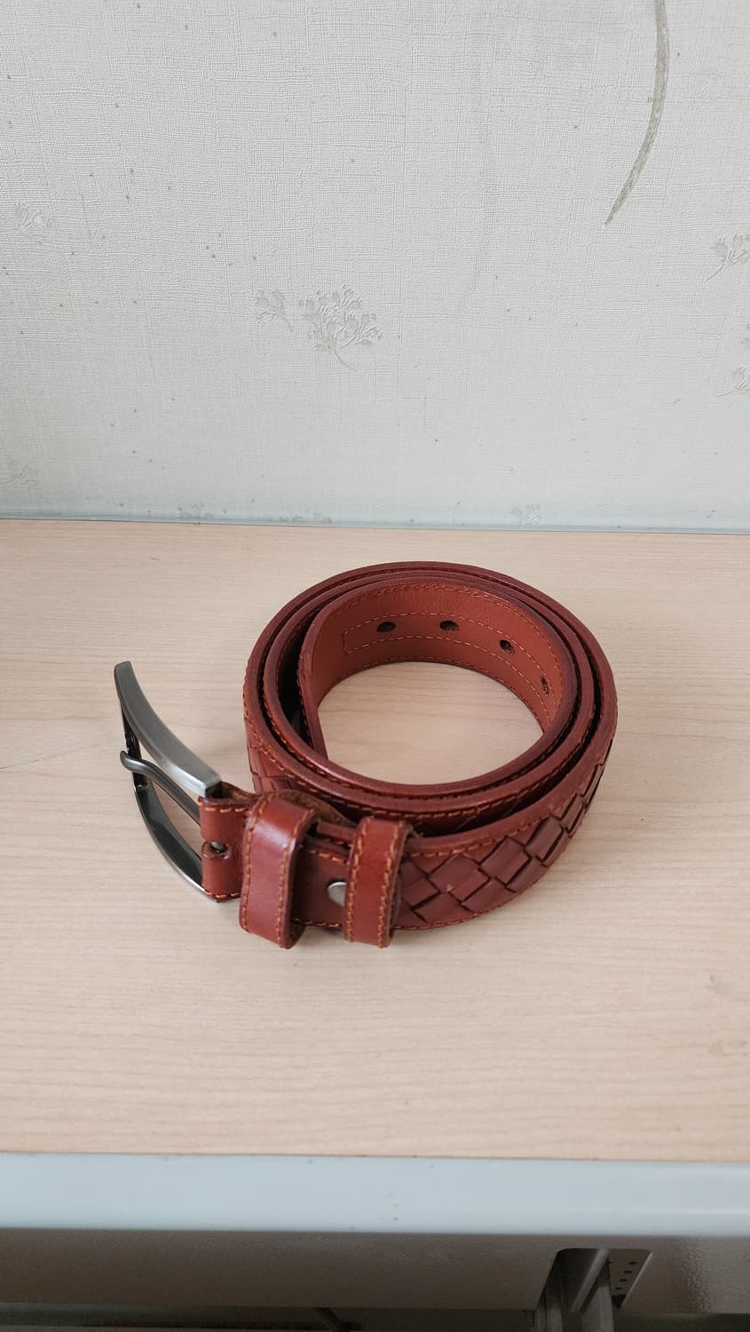 이태리 통가죽 위빙 벨트 브라운 상품이미지1
