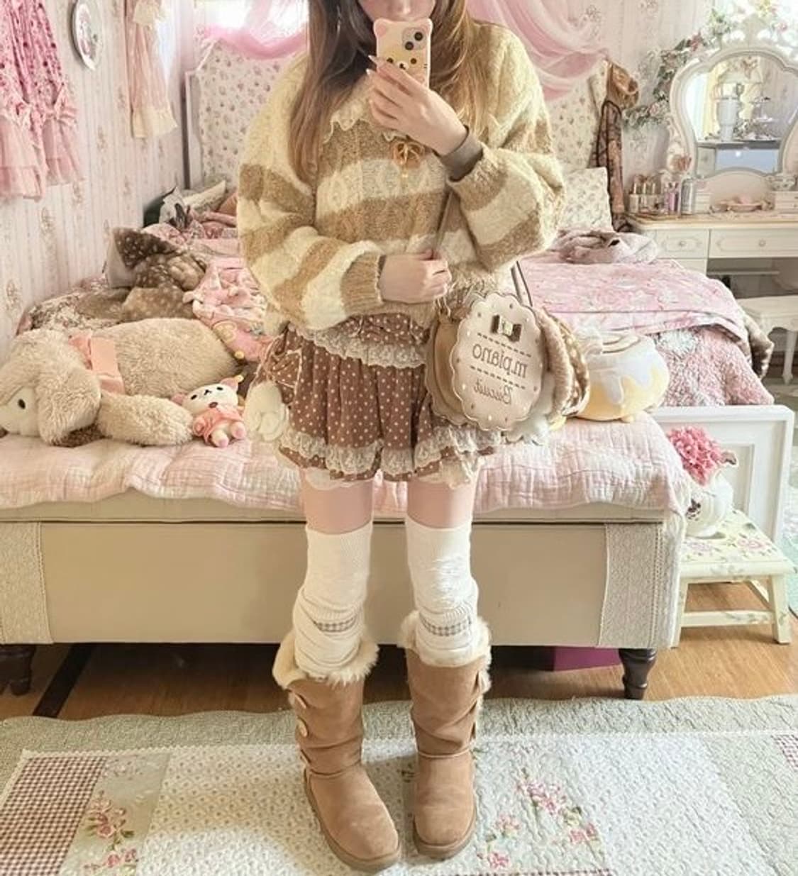 리즈리사 트랄라라 갸루 랜박 히메갸루 라떼갸루 엑시즈팜 코트 니트 스커트 상품이미지4