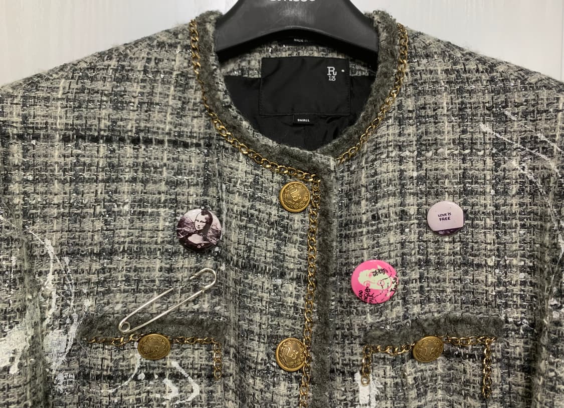 [S] R13 트위드 자켓 그레이 알써틴 상품이미지2