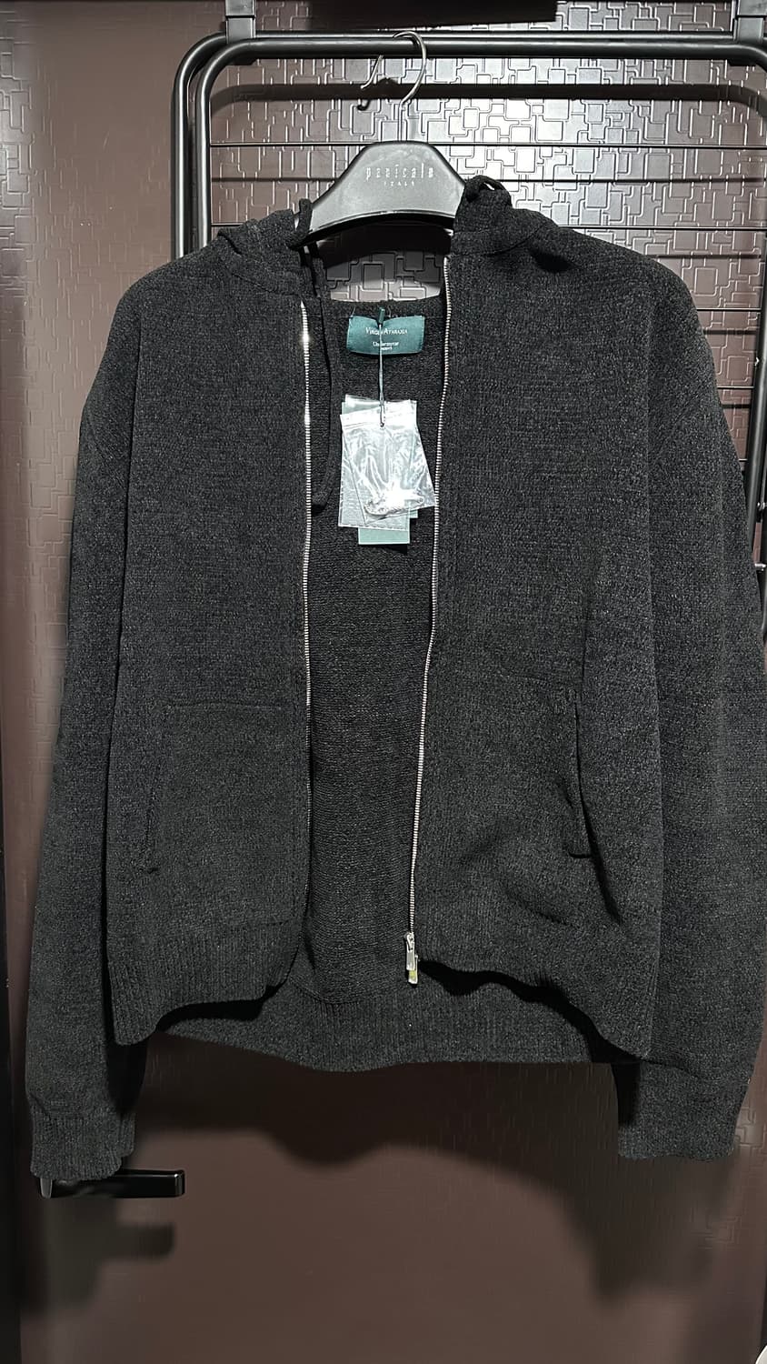 언더마이카 벨벳 얀 니트 후드집업 블랙 상품이미지6