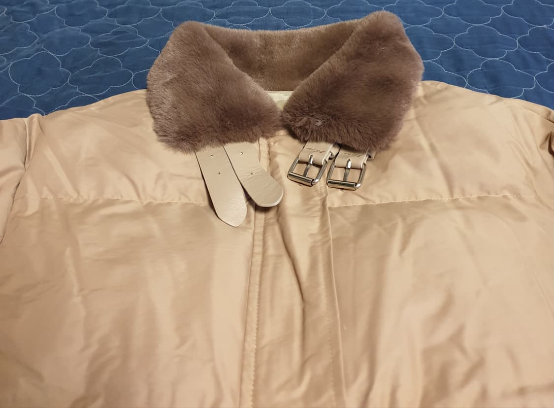 폭스퍼 넥 스트랩 패딩 브라운 (L) 상품이미지2