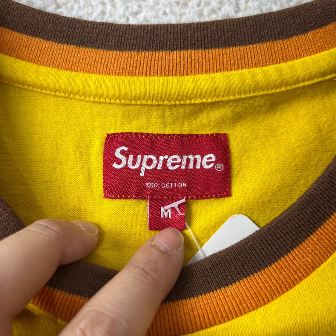 100 슈프림 스플릿 립 S/S 탑 머스타드 반팔 티셔츠 상품이미지3