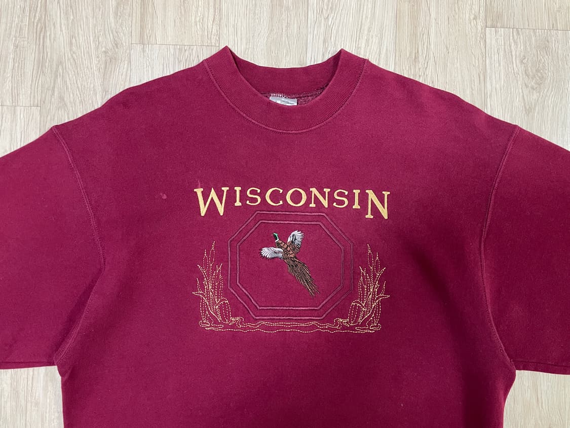 100~105) 90's 후르츠오브더룸 위스콘신 맨투맨(미국제) 상품이미지1