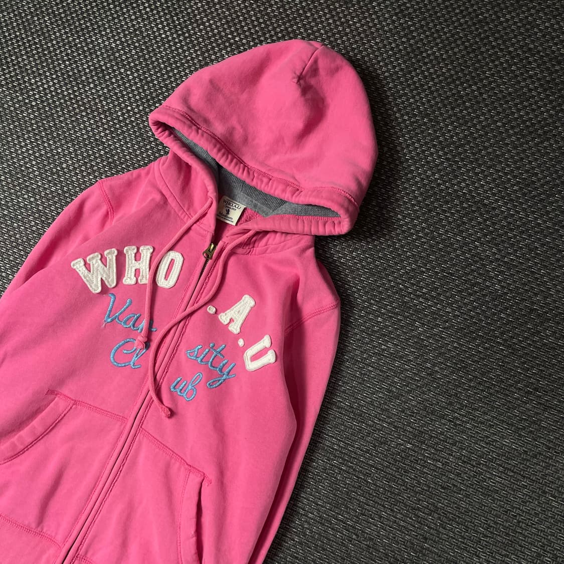 후아유 핑크 로고 레터링 후드집업 M 상품이미지4