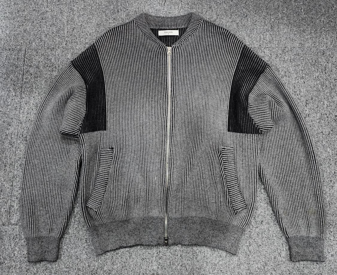 에잇세컨즈 배색 레터링 집업 니트 가디건 M 상품이미지2