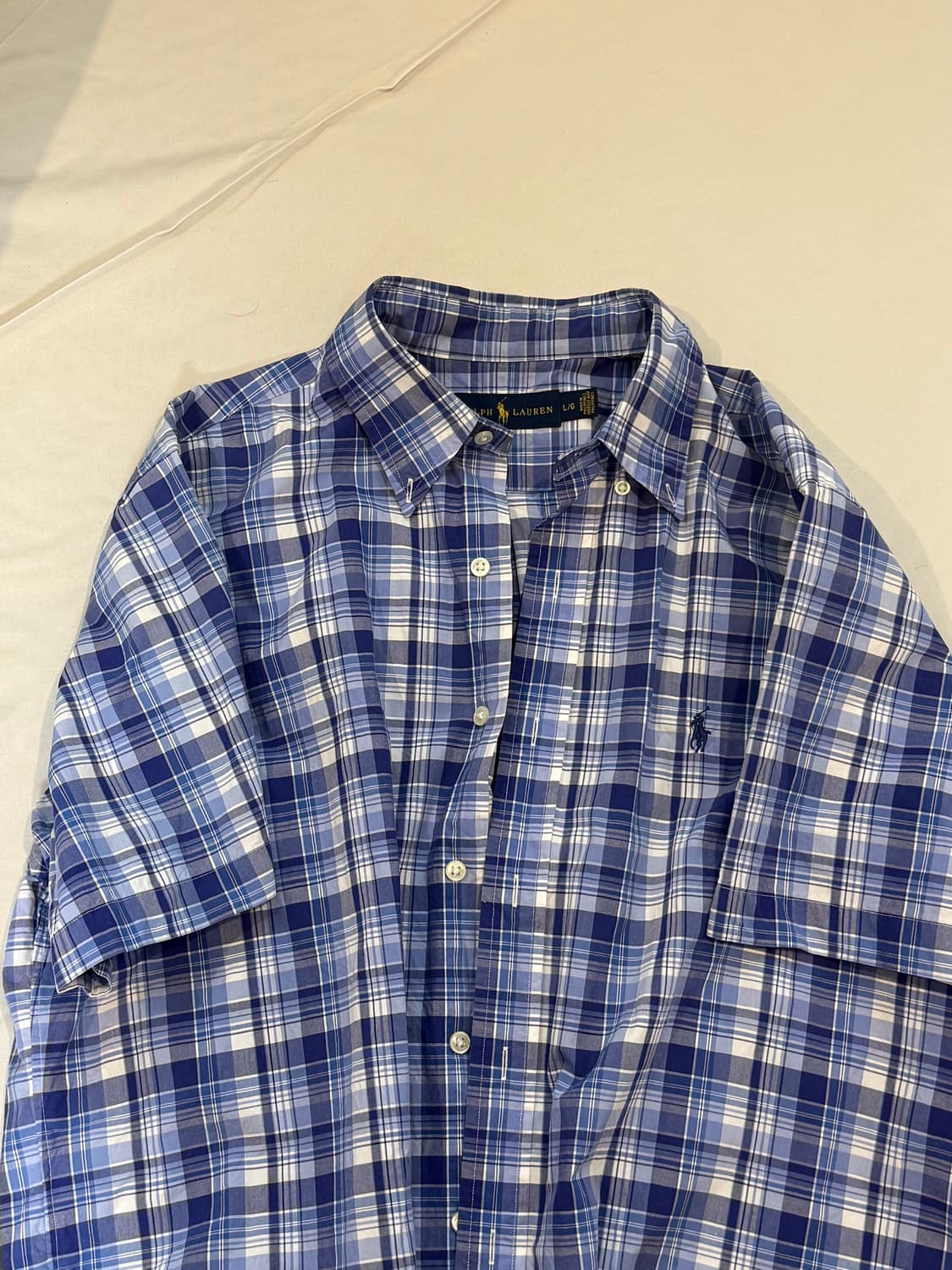 폴로 랄프로렌 블루 체크 셔츠 M 상품이미지1