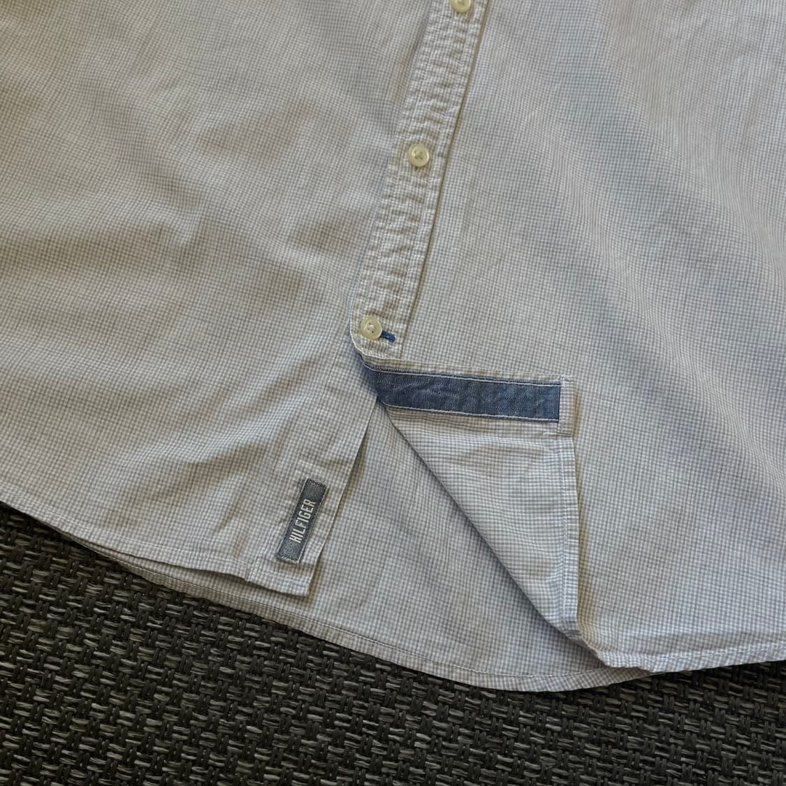 타미힐피거 윈도우 체크 그레이 슬림핏 반팔 셔츠 M 상품이미지4