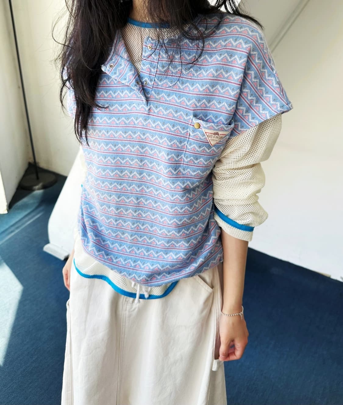 Jacquard design light knitted top 상품이미지7