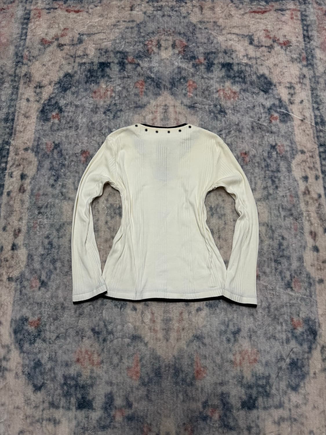 Unknown lace up eyelet ribbed cut sew 상품이미지7