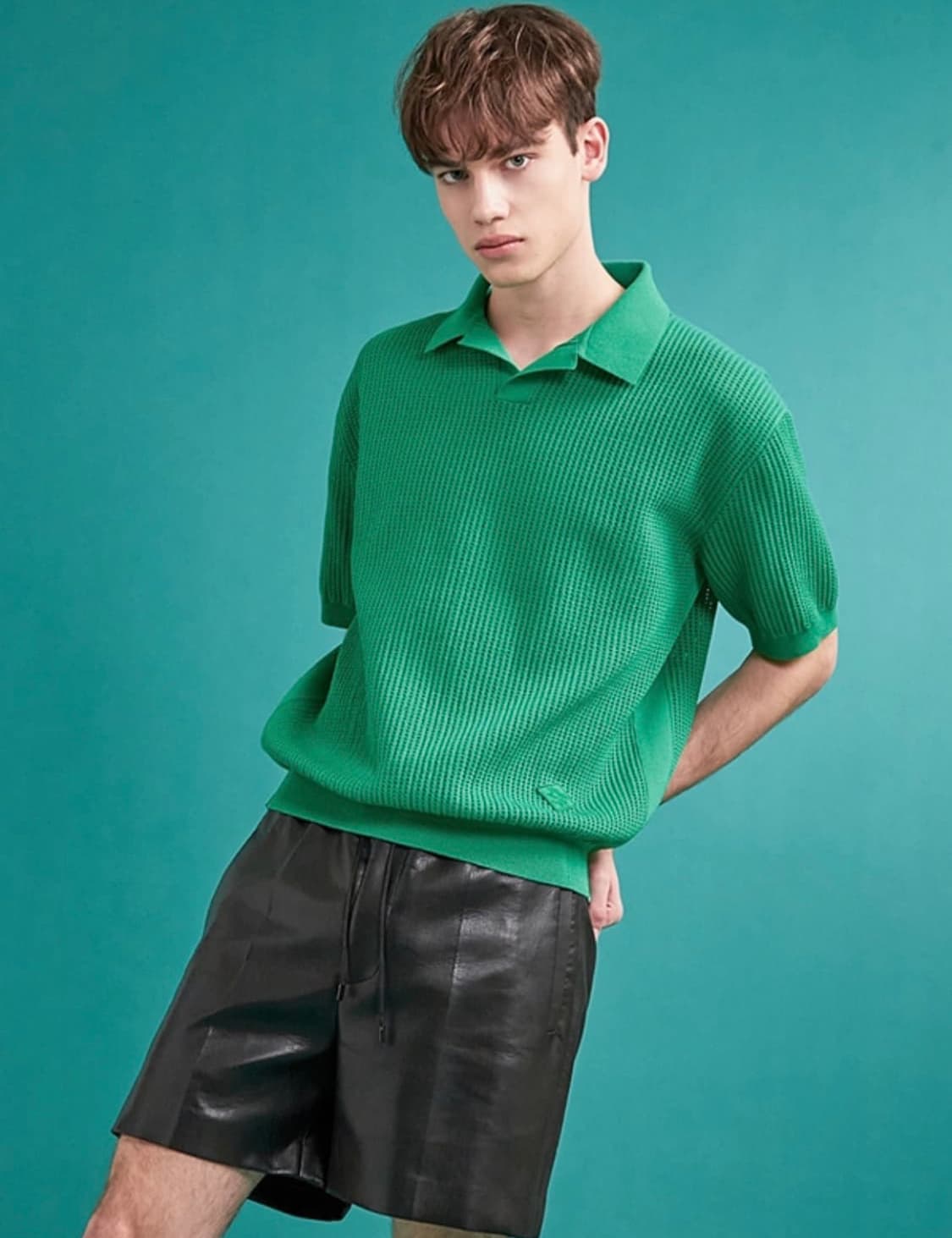 [한섬] 시스템옴므 아일렛 펀칭 반팔 니트 상품이미지1