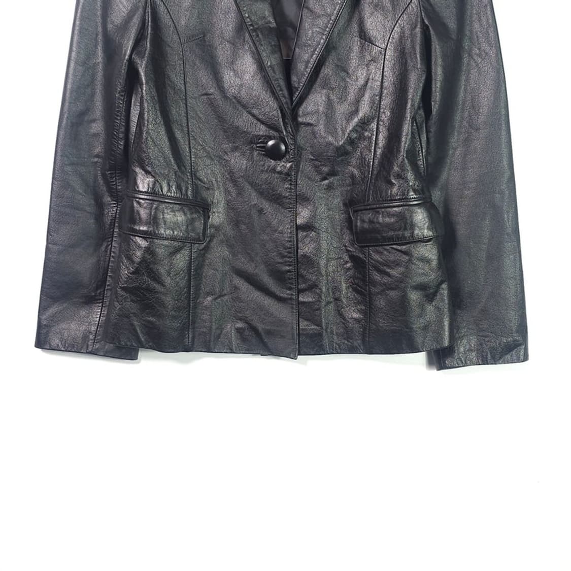 KUM KANG 블랙 가죽 블레이저 자켓 M 상품이미지4