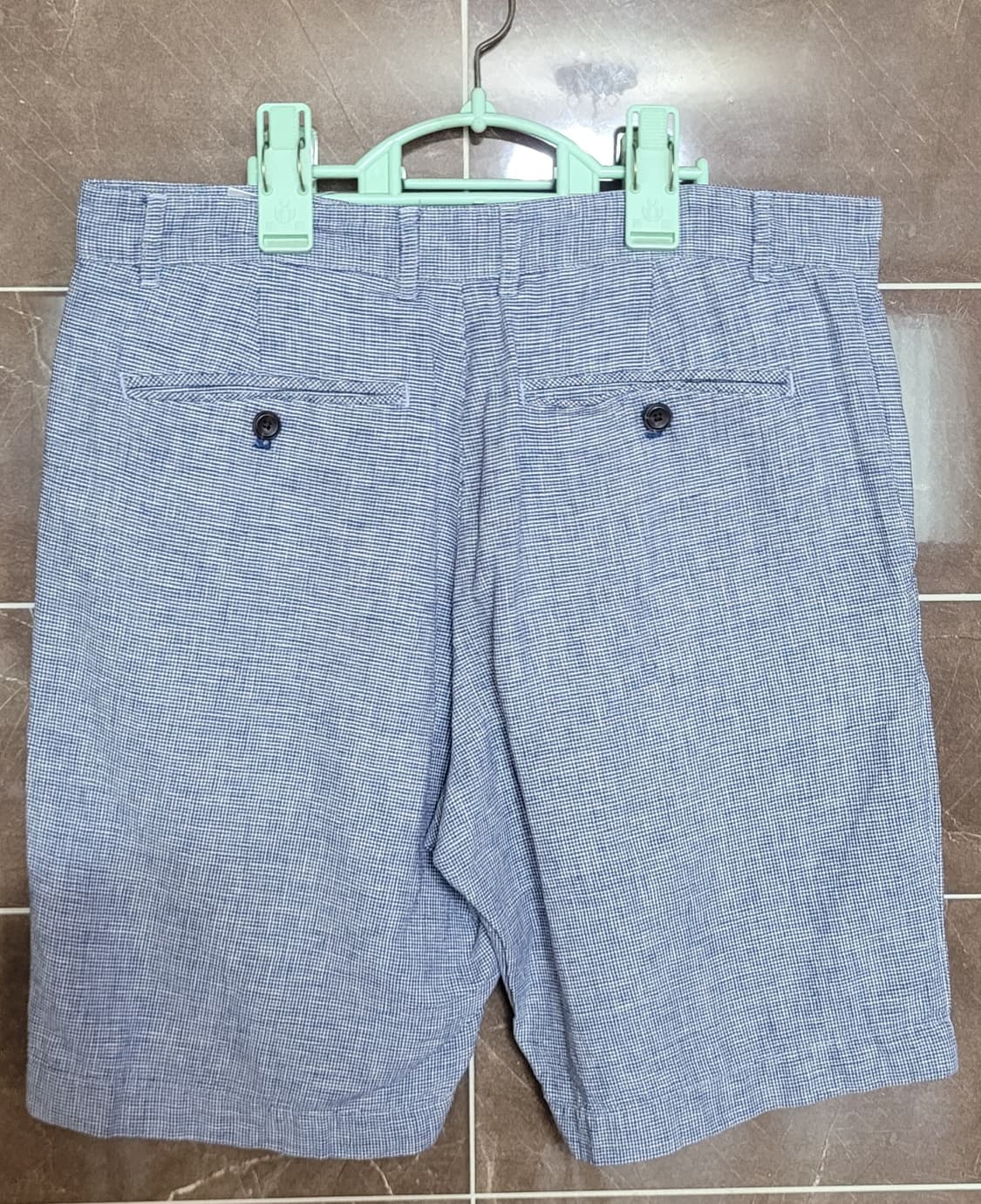 (남성30-31인치)체크 패턴 블루 반바지(마55%) 상품이미지2