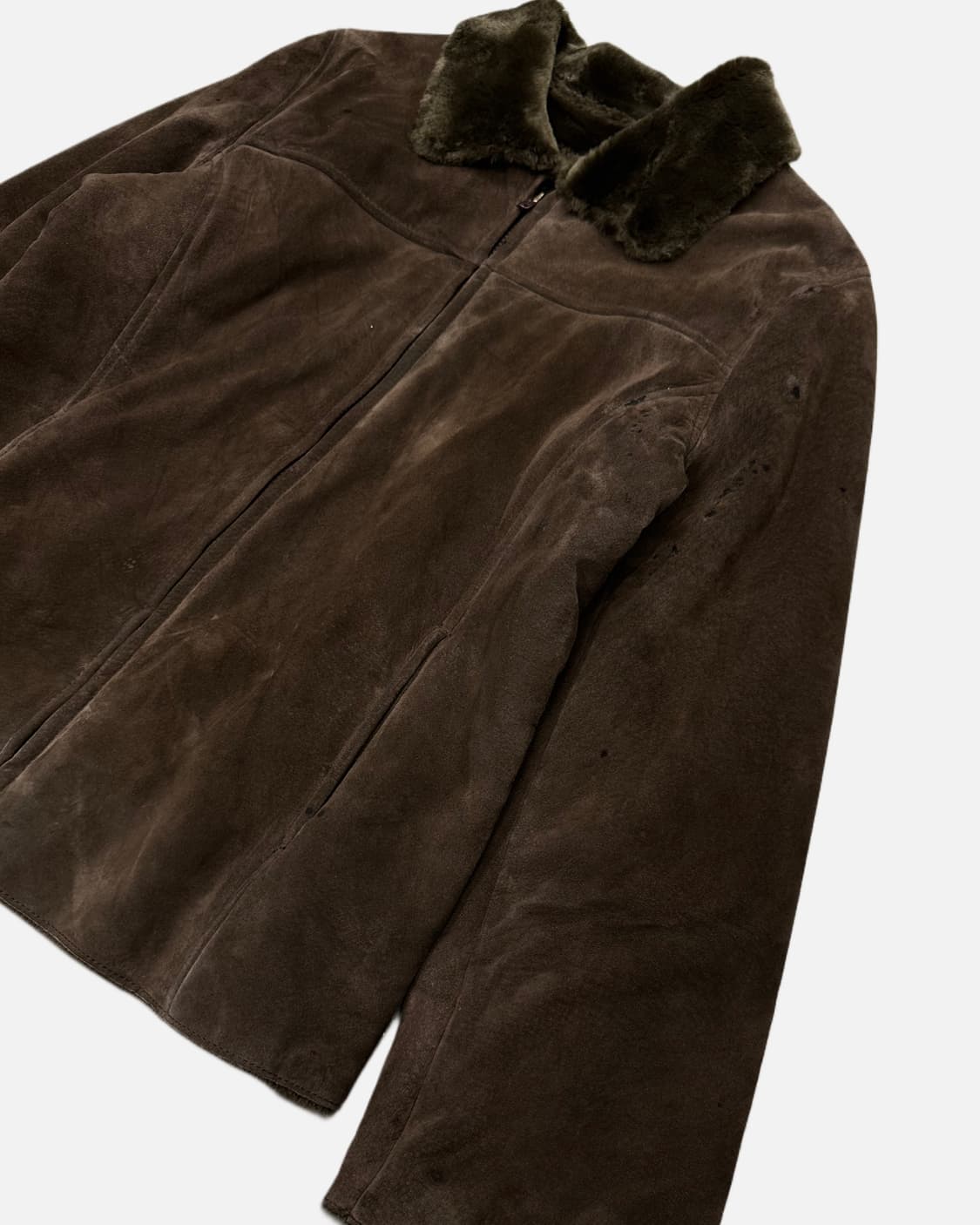 brown suede leather shearling jacket 상품이미지3