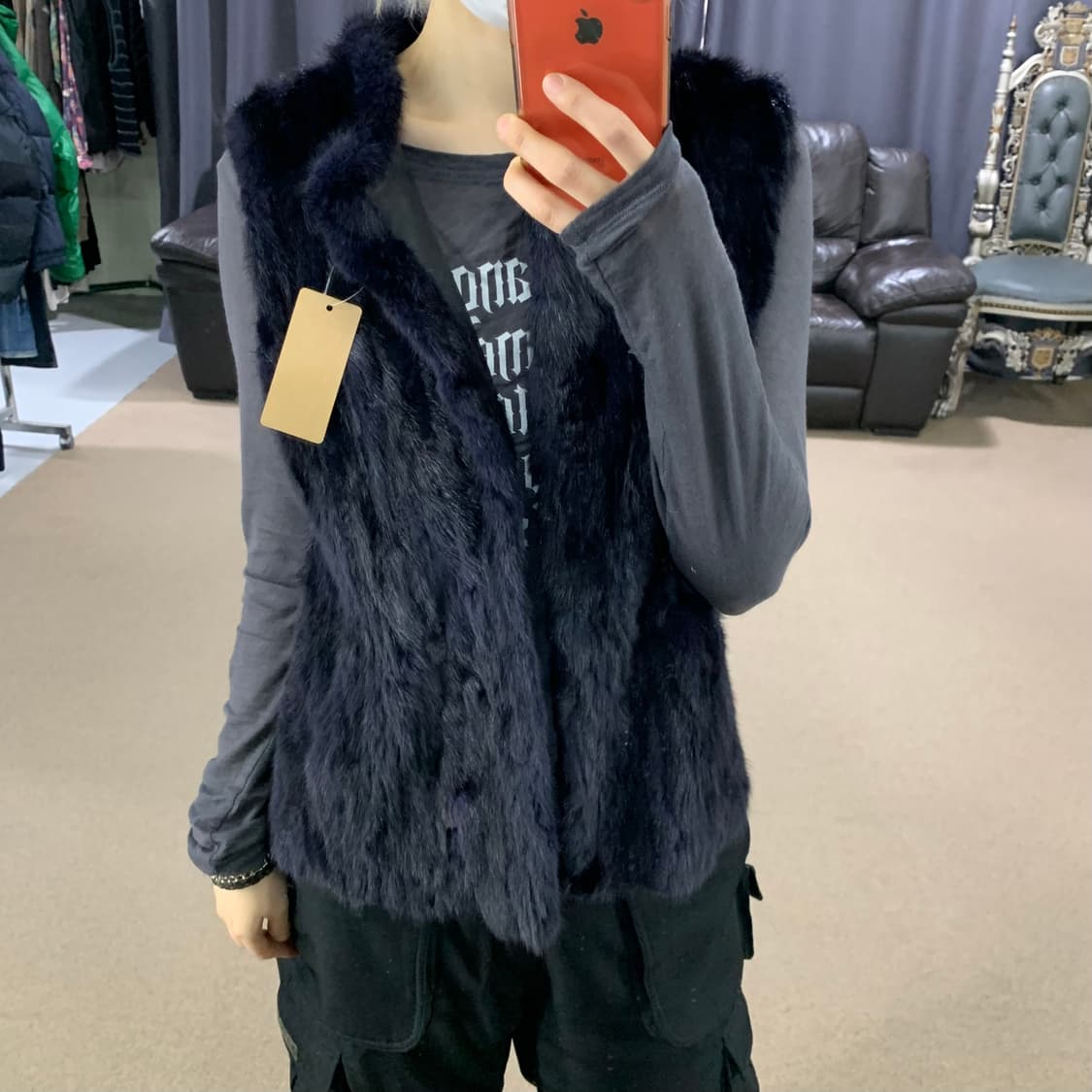 빈티지 밍크 퍼 베스트 조끼 선진모피 블루블랙 00s 빈티지 상품이미지2