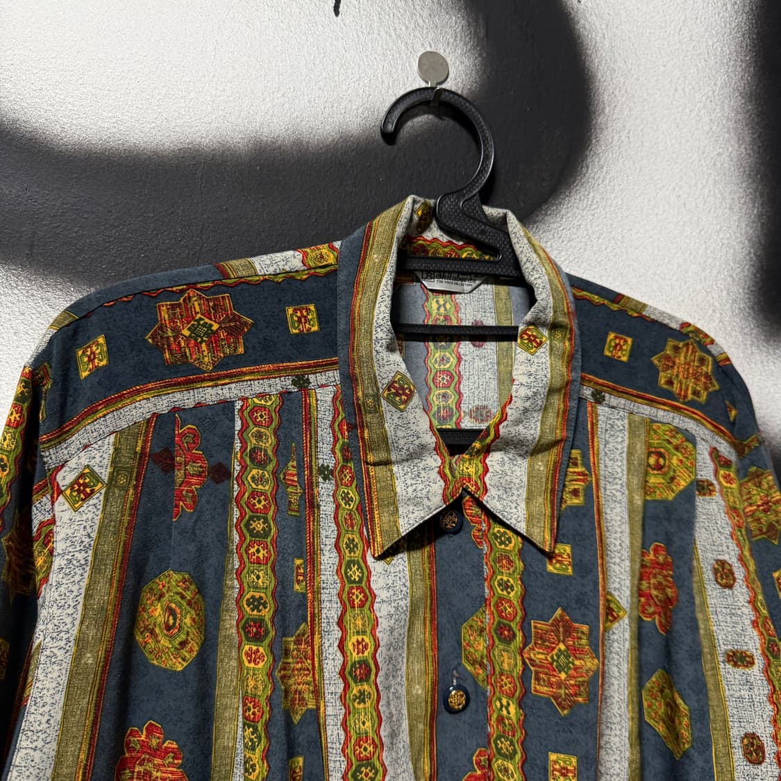 VTG 빈티지 바로크 에스닉 패턴 스트라이프 핀턱 긴팔 셔츠 상품이미지3